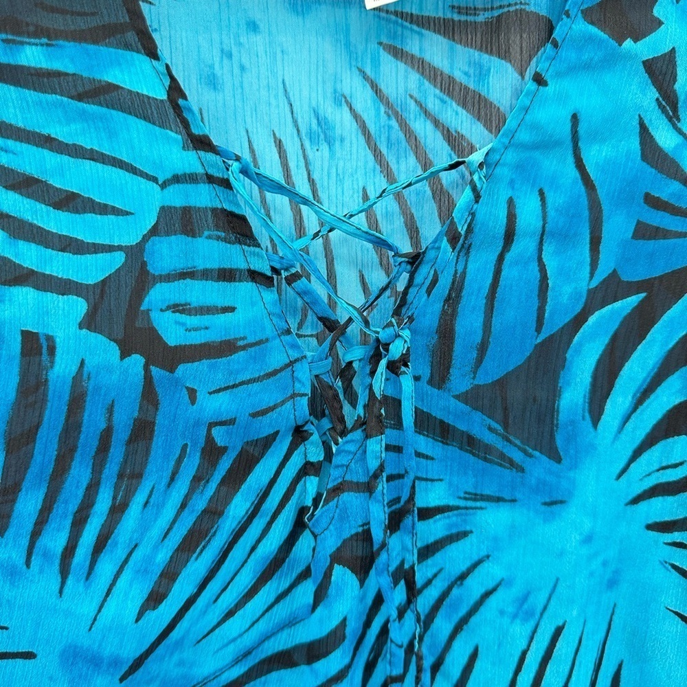 TOMMY BAHAMA Coastal Vacation Blue-black woman leaf beach summer swim cover S - Picture 3 of 11
